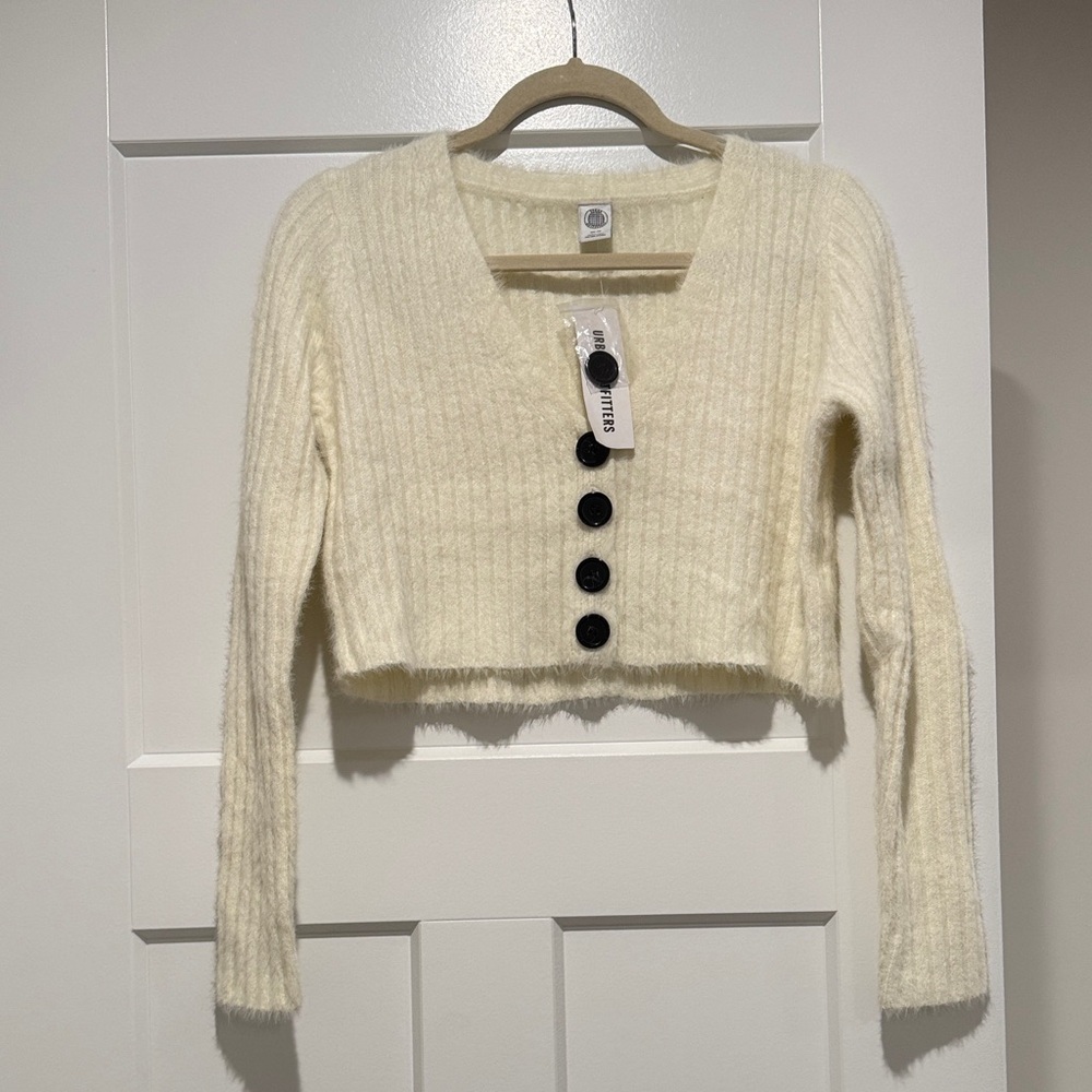 Urban Outfitters Cream Ribbed Crop Top